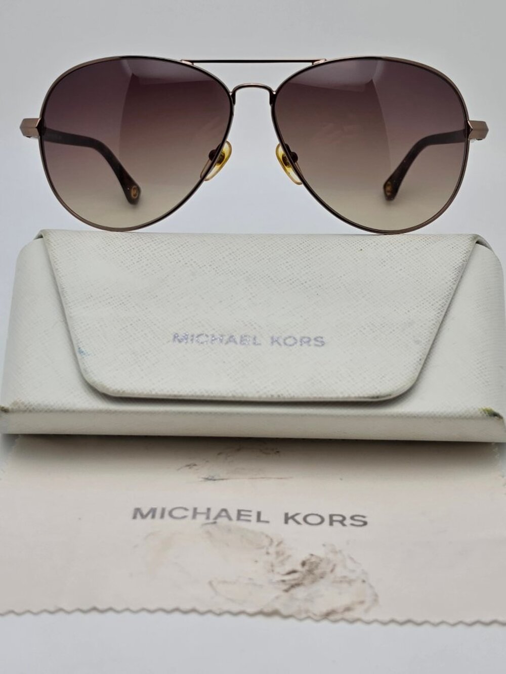 Michael Kors Karmen M2477S 239 Taupe Frame Brown Gradient Aviator Sunglasses